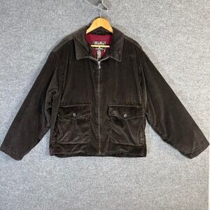 Eddie Bauer Large Mens Jacket Outdoor Outfitters Brown Corduroy Zip Up